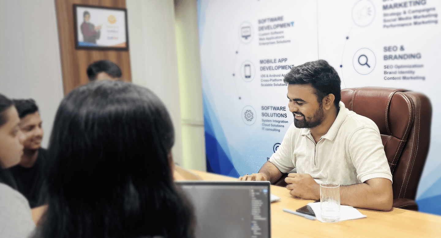 KrafNext team collaborating in their office