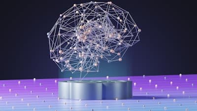 Glowing network brain representing AI