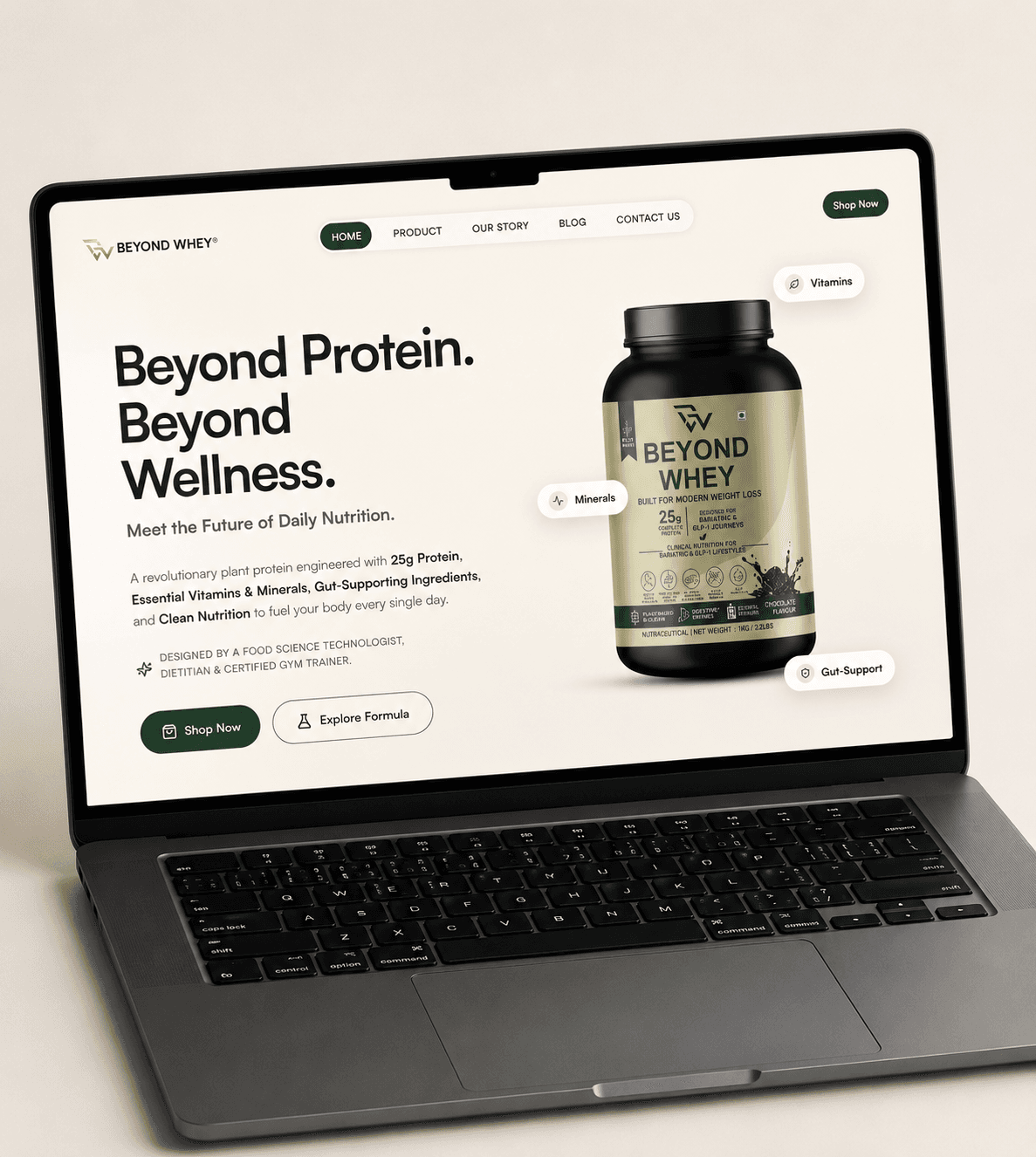 Beyond Whey website built by KrafNext